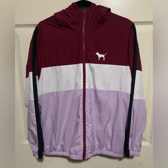 PINK Victoria's Secret Women Burgundy and Lavender Raincoat, XS/S NWOT. - Picture 1 of 12